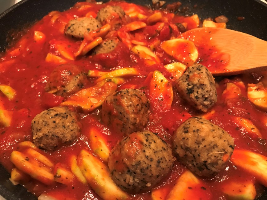 30-minute Gluten-Free Spaghetti with Zucchini and Meatless Meatballs